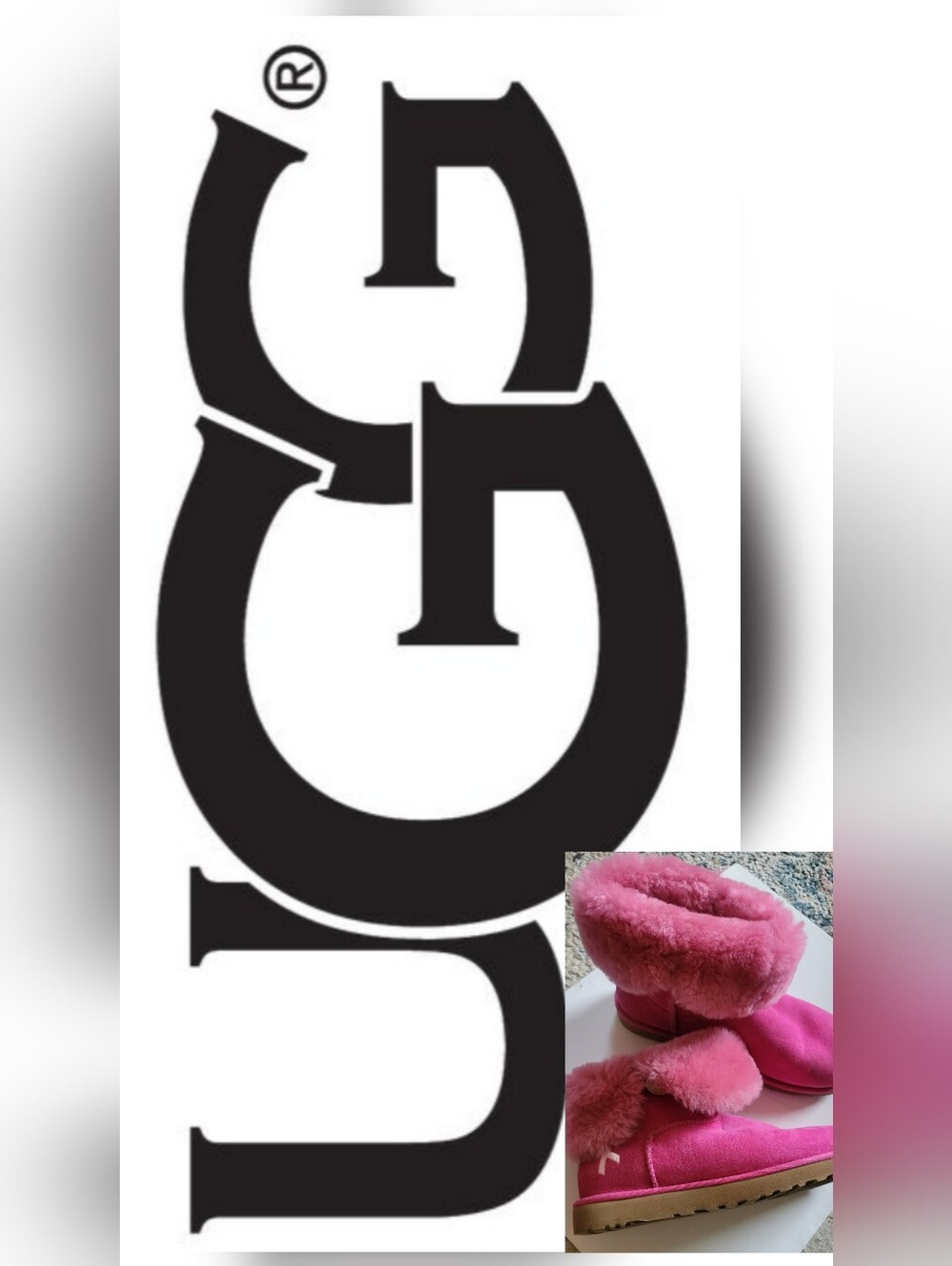 UGG Pink Suede Boot with Ribbon Detail